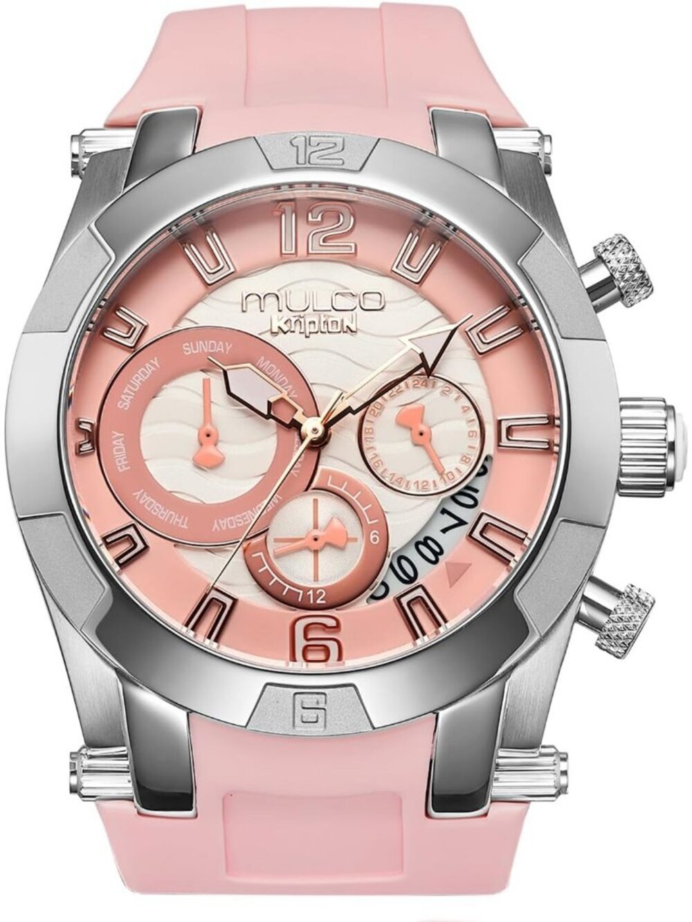 Women's Pink Rose Gold Large Face Waterproof Stainless Steel Quartz Watches
